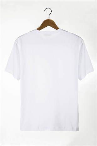 Erkek Beyaz İskambil Kağıdı Baskılı Bisiklet Yaka Oversize T-Shirt 22Y-3400762-2