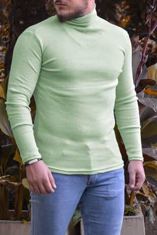 Erkek Boğazlı Triko Kazak 9Y-6300070-02 Fıstık Yeşili | Terapi Giyim