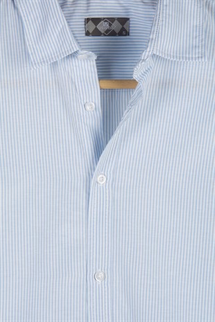 Erkek Dik Çizgili Uzun Kollu Gömlek 21Y-4300598-1 Mavi