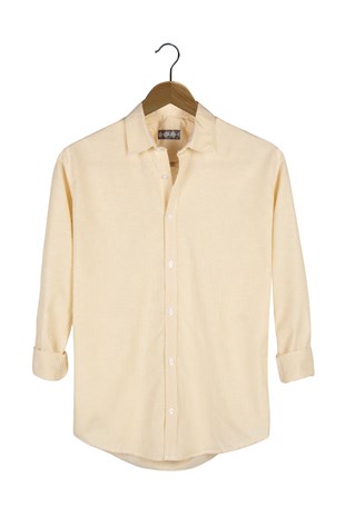 Erkek Dik Çizgili Uzun Kollu Gömlek 21Y-4300598-1 Sarı