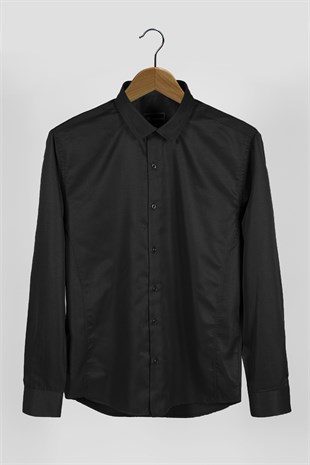Erkek Ekstra Slim Fit Uzun Kollu Takım Elbise Gömleği 22Y-4300632-1 Siyah