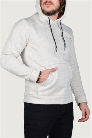 Erkek Kapşonlu Uzun Kollu Sweatshirt 9Y-5200178-029 Krem