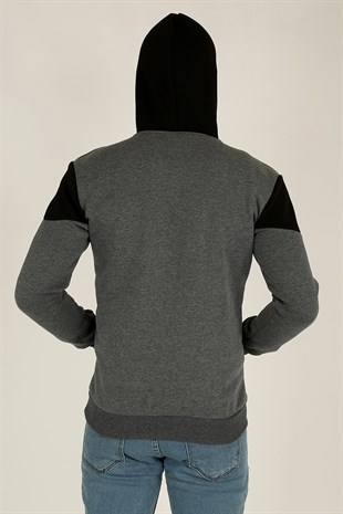 Erkek Kapüşonlu Kanguru Cepli Sweatshirt 21K-5200430-03 Füme