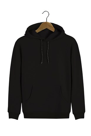 Erkek Kapüşonlu Uzun Kollu Kanguru Cepli Sweatshirt 9Y-5200178-002 Siyah