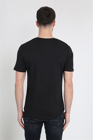 Erkek Kısa Kollu Oval Kesim Cepli T-Shirt 20Y-3400728-01 Siyah