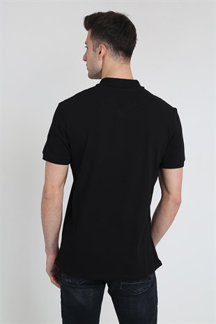 Erkek Polo Yaka Cepsiz Basic T-Shirt 20Y-3400667-2 Siyah
