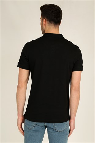 Erkek Polo Yaka Cepsiz Basic T-Shirt 20Y-3400667-1 Siyah