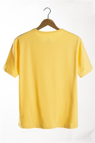Erkek Sarı Bisiklet Yaka Oversize Rahat Kalıp Basic T-Shirt 22Y-3400761-EK1