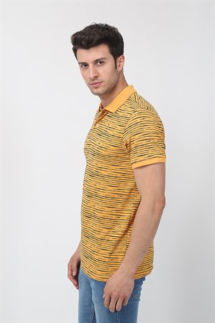 Erkek Slim Fit Kırçıllı Polo Yaka T-Shirt 21Y-3400751-01 Hardal