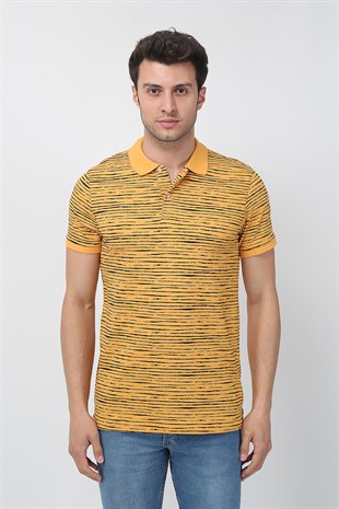 Erkek Slim Fit Kırçıllı Polo Yaka T-Shirt 21Y-3400751-01 Hardal