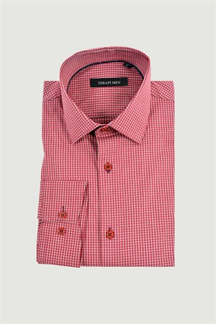 Erkek Uzun Kollu Desenli Gömlek 20Y-4300451 Kırmızı