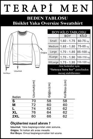 Unisex Beyaz Etek Kısmı Terapi Men Baskılı Oversize Şardonlu Bisiklet Yaka Sweatshirt 22K-5200177-4