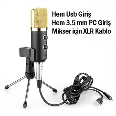BM300 Volüm Kontrol Kondenser Usb Stüdyo Mikrofon - Kayıt Mikrofon