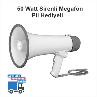 Denox LS M150 Sirenli Megafon 50 Watt - Pil Hediyeli