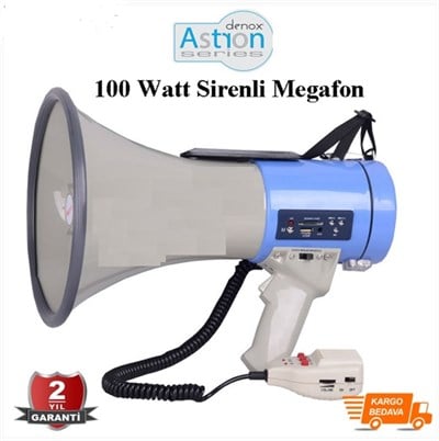 Denox LS M250 Sirenli Megafon Usb/sd kart 100 Watt - Pil Hediyeli