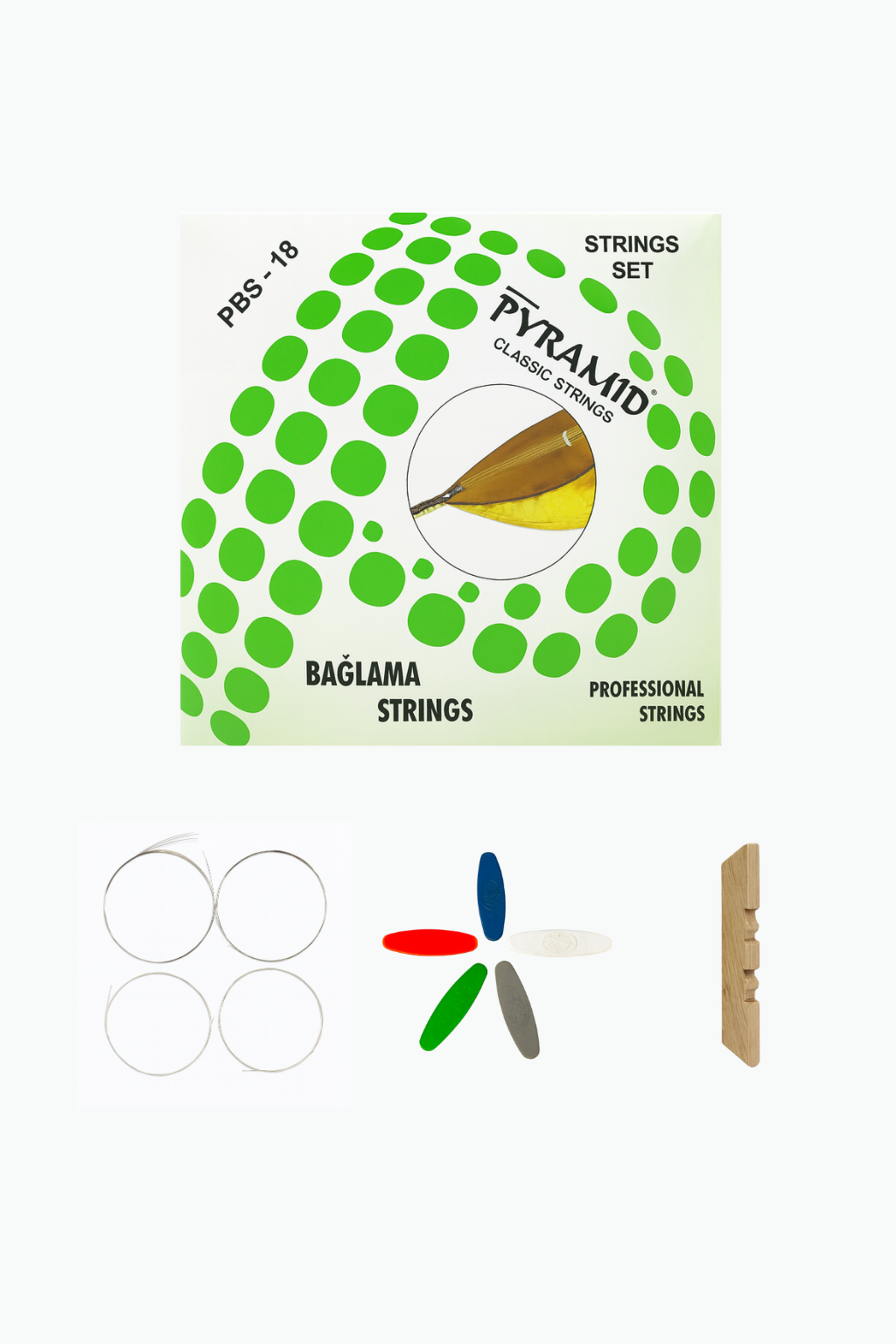 Pyramid 0.18 Saz Teli – Kısa Sap Profesyonel Bağlama Teli (Tezene ve Köprü Hediyeli)