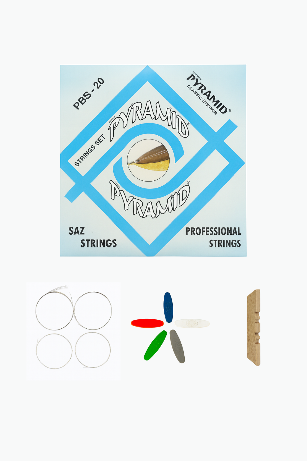 Pyramid 0.20 Saz Teli Uzun Sap Profesyonel Bağlama Teli (Tezene ve Köprü Hediyeli)