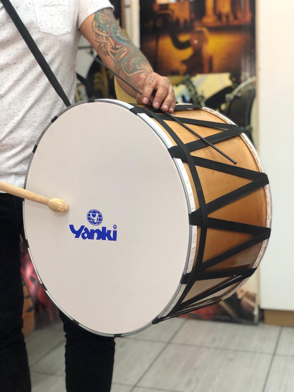 Yankı 45 Cm Ceviz Davul (TOKMAK+ÇUBUK HEDİYELİ)