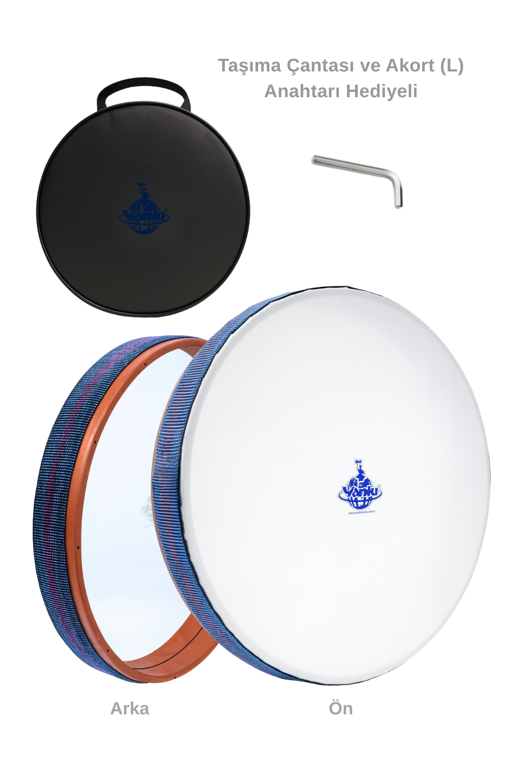 YANKI BN-41 Pvc Bendir 41 cm Akort Anahtarı ve Kılıflı Profesyonel Bendir