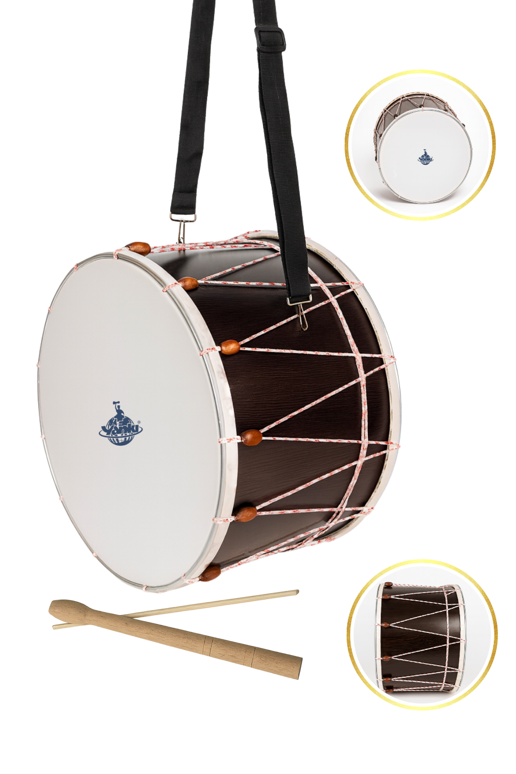 Yankı CD-45 Asma Davul Sahne ve Halk Oyunları Davulu 45 cm İpli Boncuklu Akort Özellikli (Tokmak ve Çubuk Hediyeli)