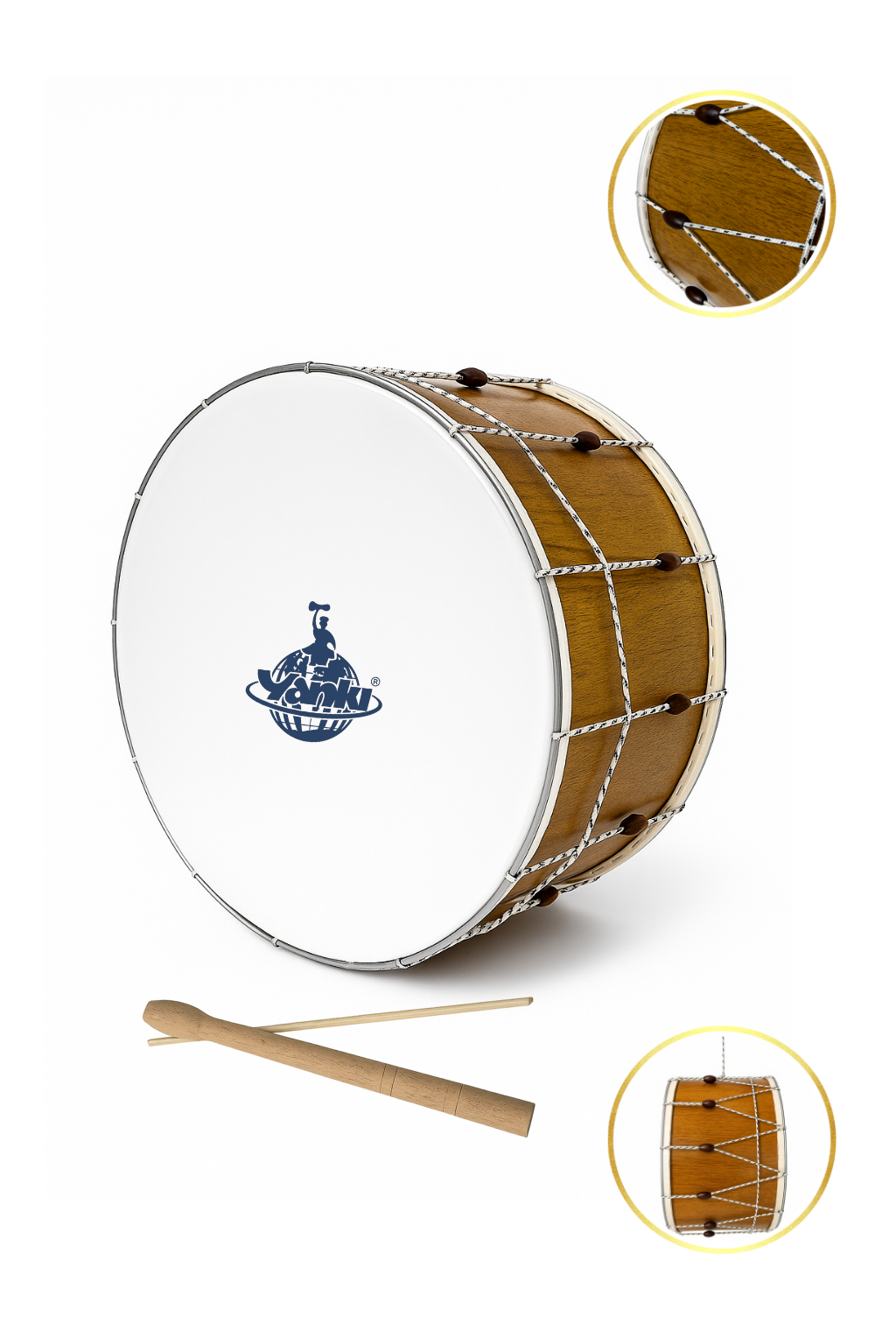 Yankı CD-51 Profesyonel Asma Davul 51 cm İpli Boncuklu Akort Özellikli (Tokmak ve Çubuk Hediyeli)