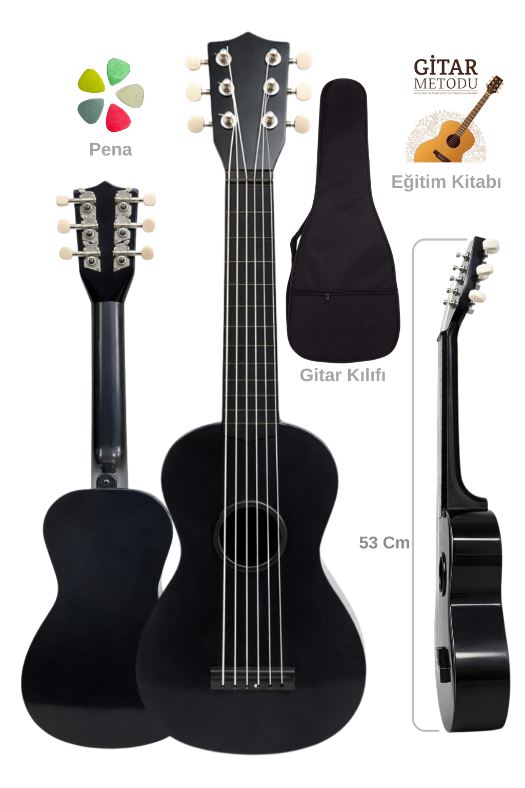 Yankı CG-16BK Oyuncak Gitar Seti 3-11 Yaş Çocuk Gitarı 53cm 6 Telli (Metod, Kılıf ve Pena Hediyeli)