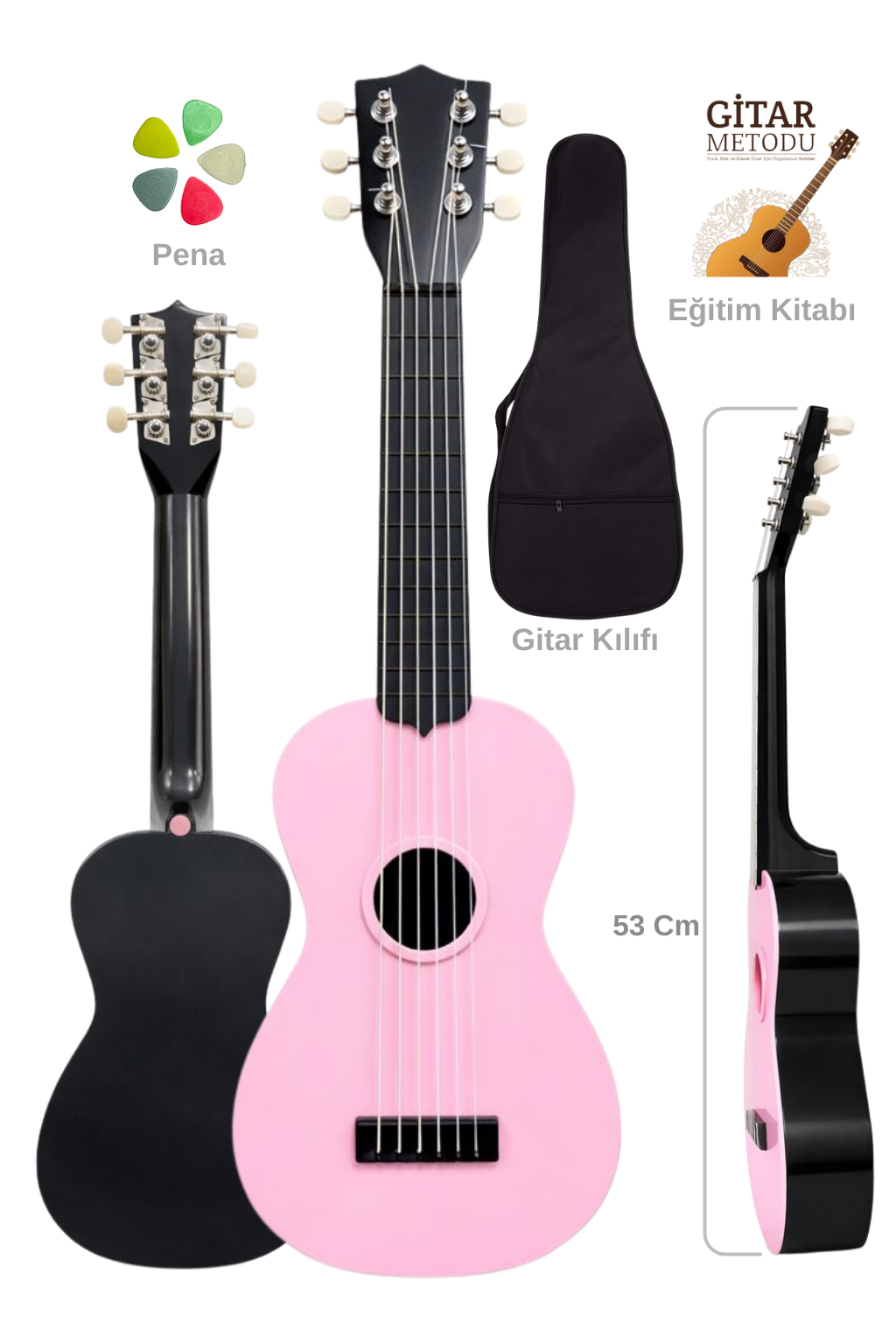 Yankı CG-16P Oyuncak Gitar Seti 3-11 Yaş Çocuk Gitarı 53cm 6 Telli (Eğitim Kitabı, Kılıf ve Pena Hediyeli)