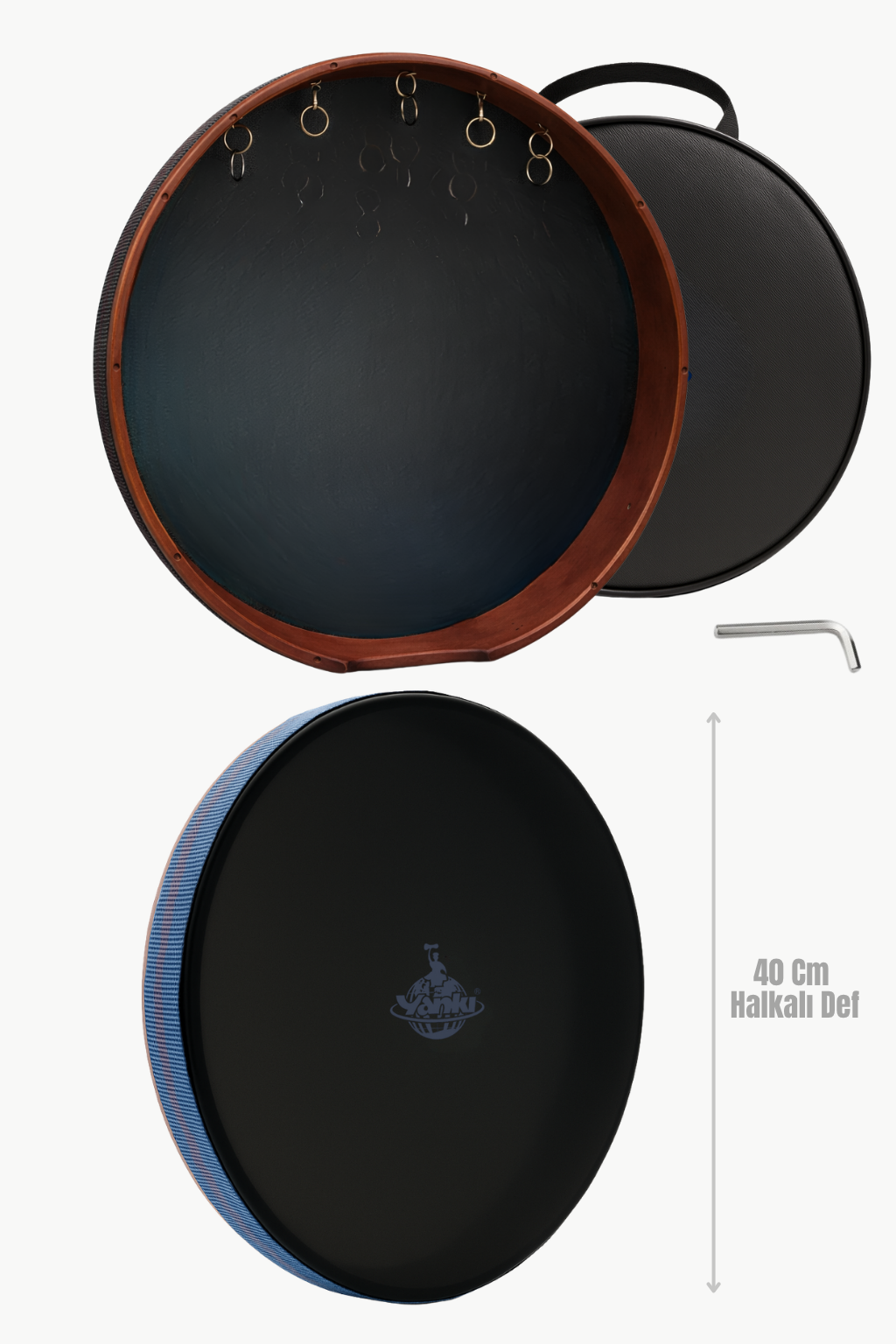 Yankı DF-40BK Siyah Deri Bendir Def 40 cm (Halkalı & Akortlu)
