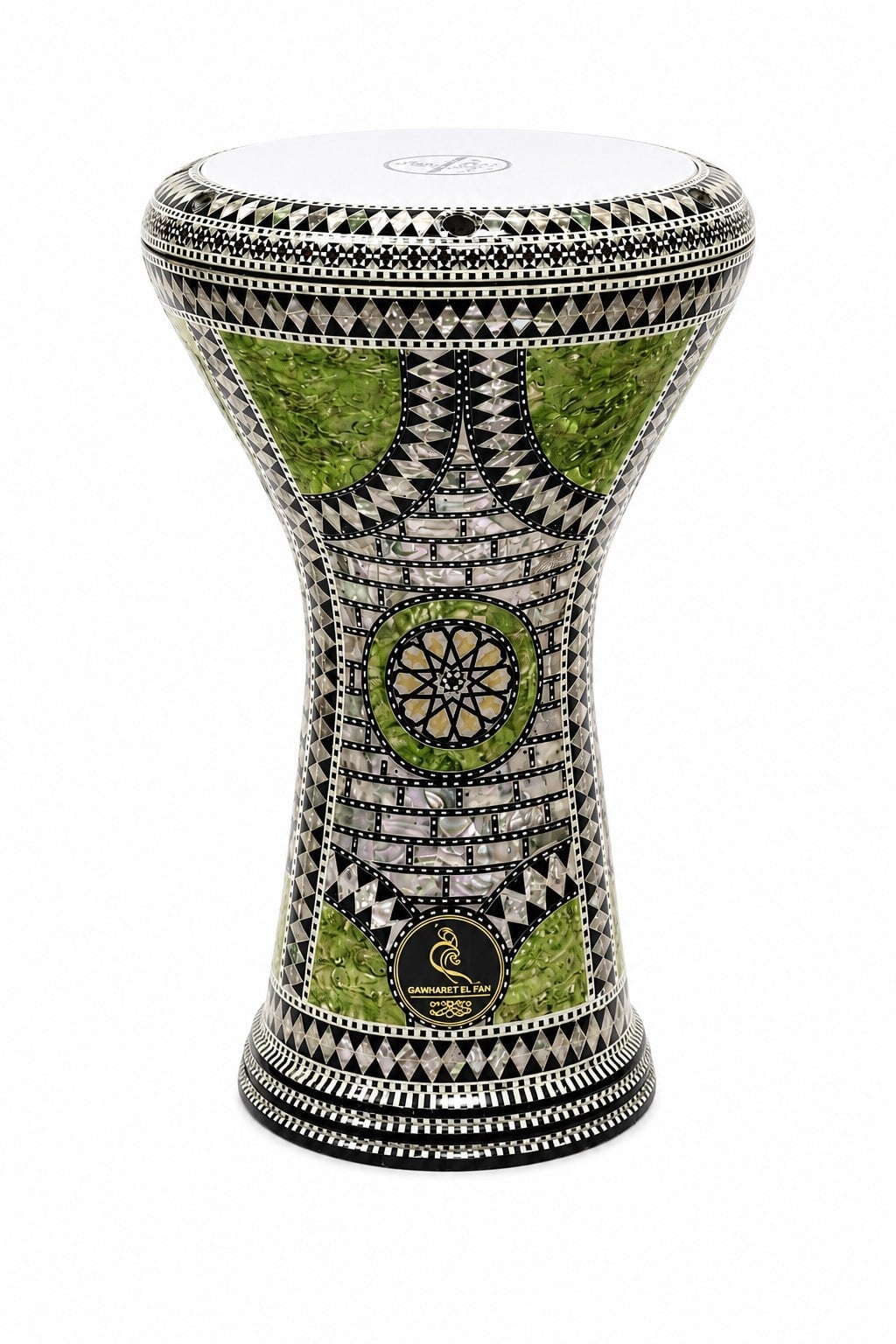 Yankı GEF-SD02 Gawharet El Fan Yeşil Sedef Darbuka Profesyonel Mısır Modeli El İşçiliği Taşıma Çantalı