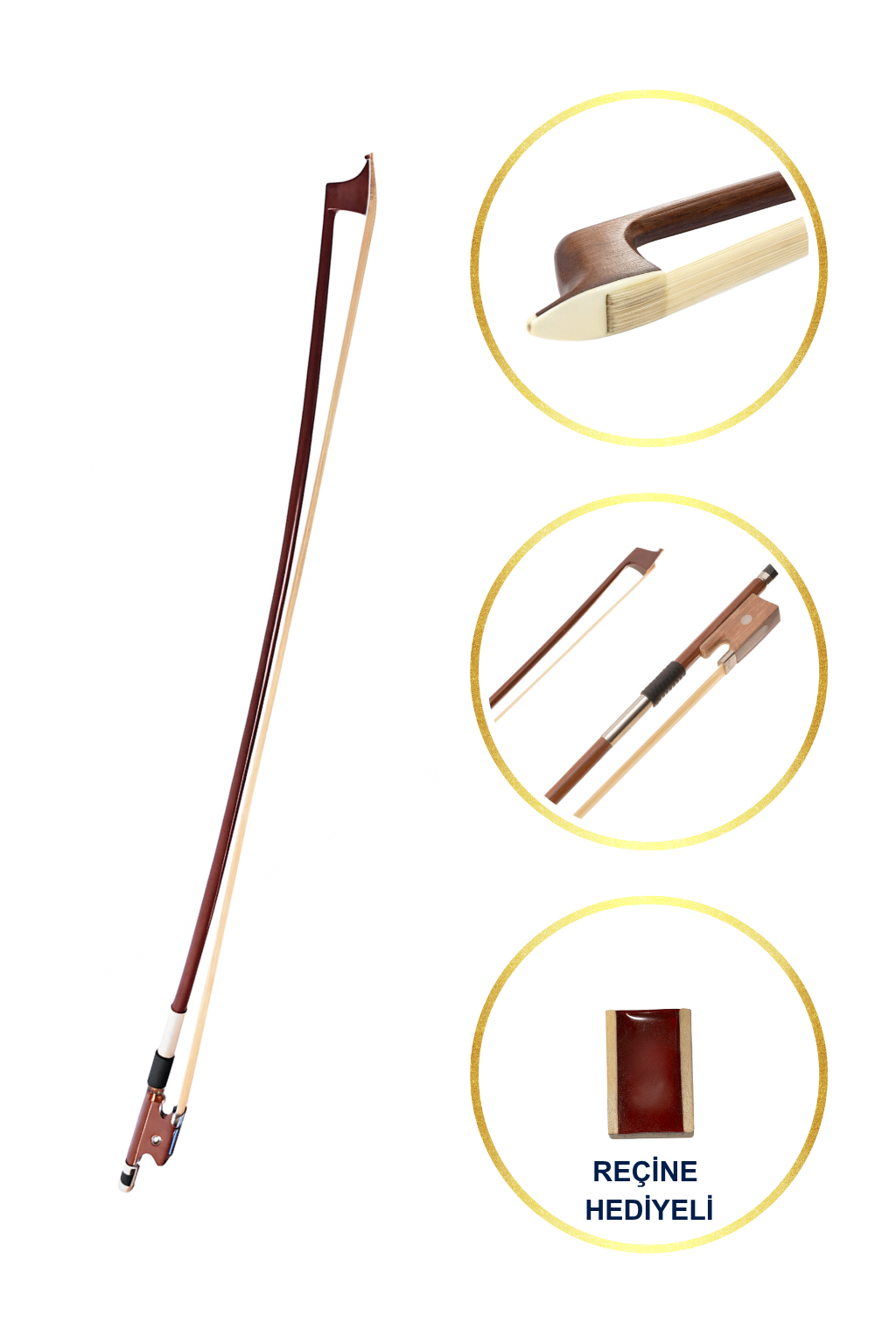 Yankı KY-04P Keman Yayı 4/4 ve 3/4 Uyumlu At Kıllı, Ayarlanabilir Gergili, Profesyonel Model