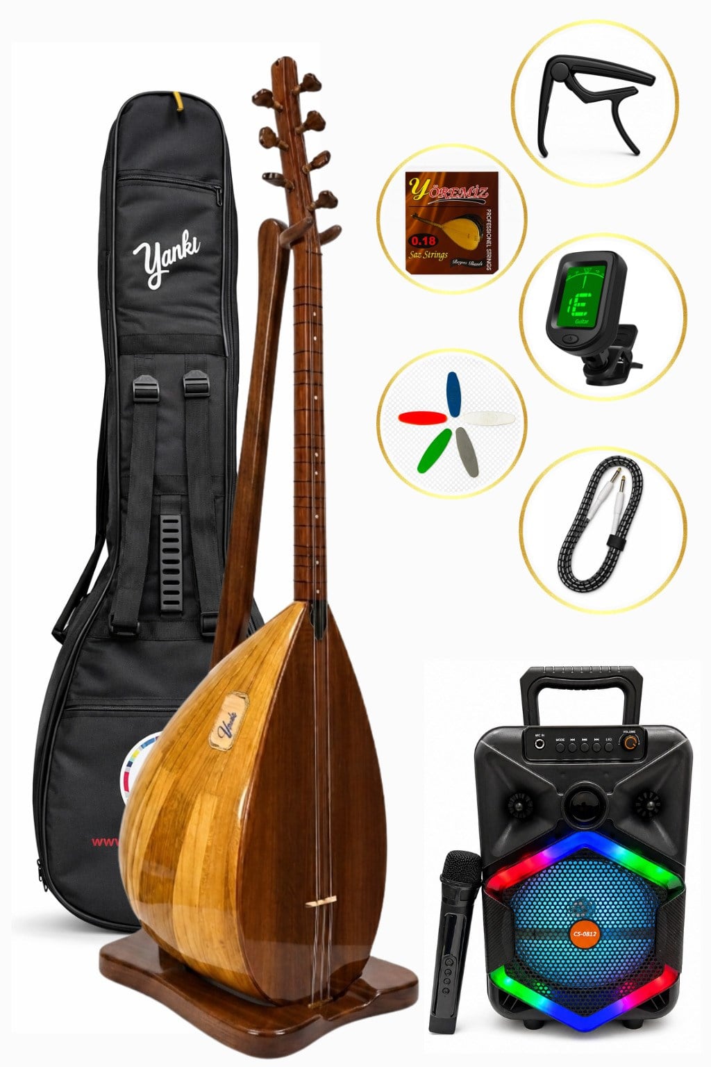 Yankı YB-40DPA Profesyonel Dut Bağlama Seti Şarjlı Bluetooth Amfili Sahne ve Performans Paketi