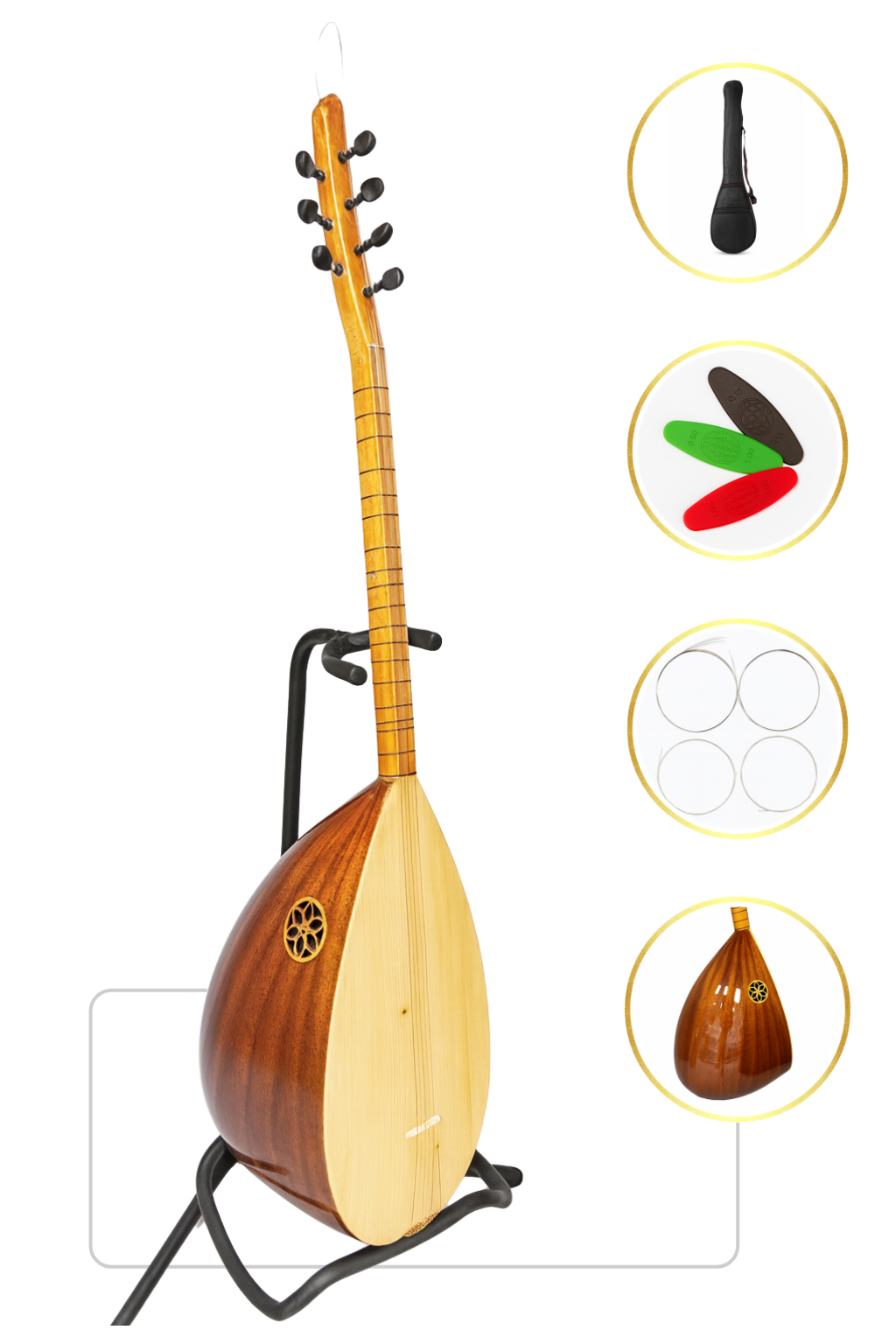 YANKI YB-40M Kısa Sap Saz Bağlama Seti Maun Ağacı (Kılıf, Tel, Mızrap Hediyeli)