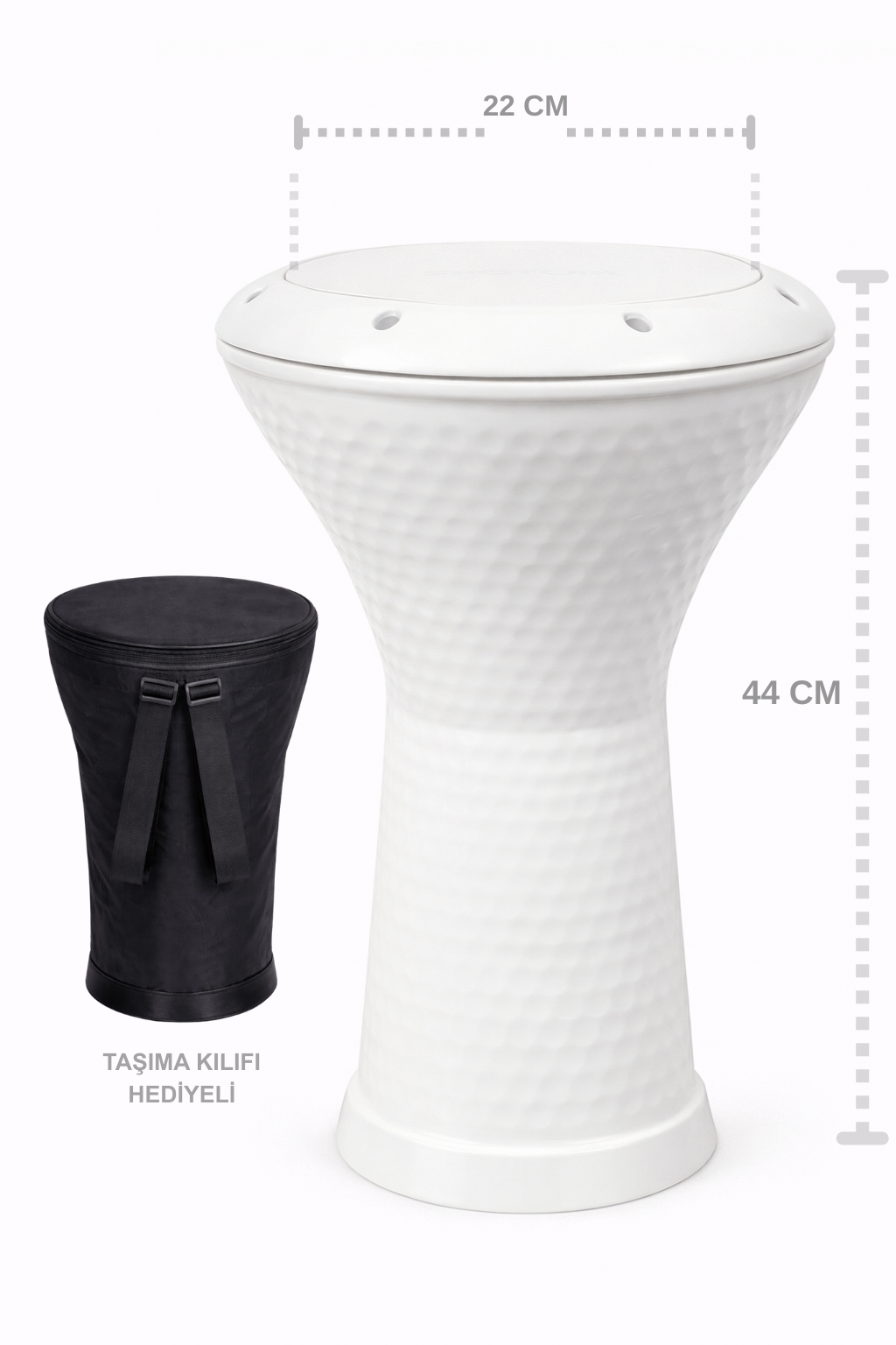Yankı YDR-44 Döküm Mısır Darbuka Beyaz - Profesyonel Çömlek Darbuka Kılıflı