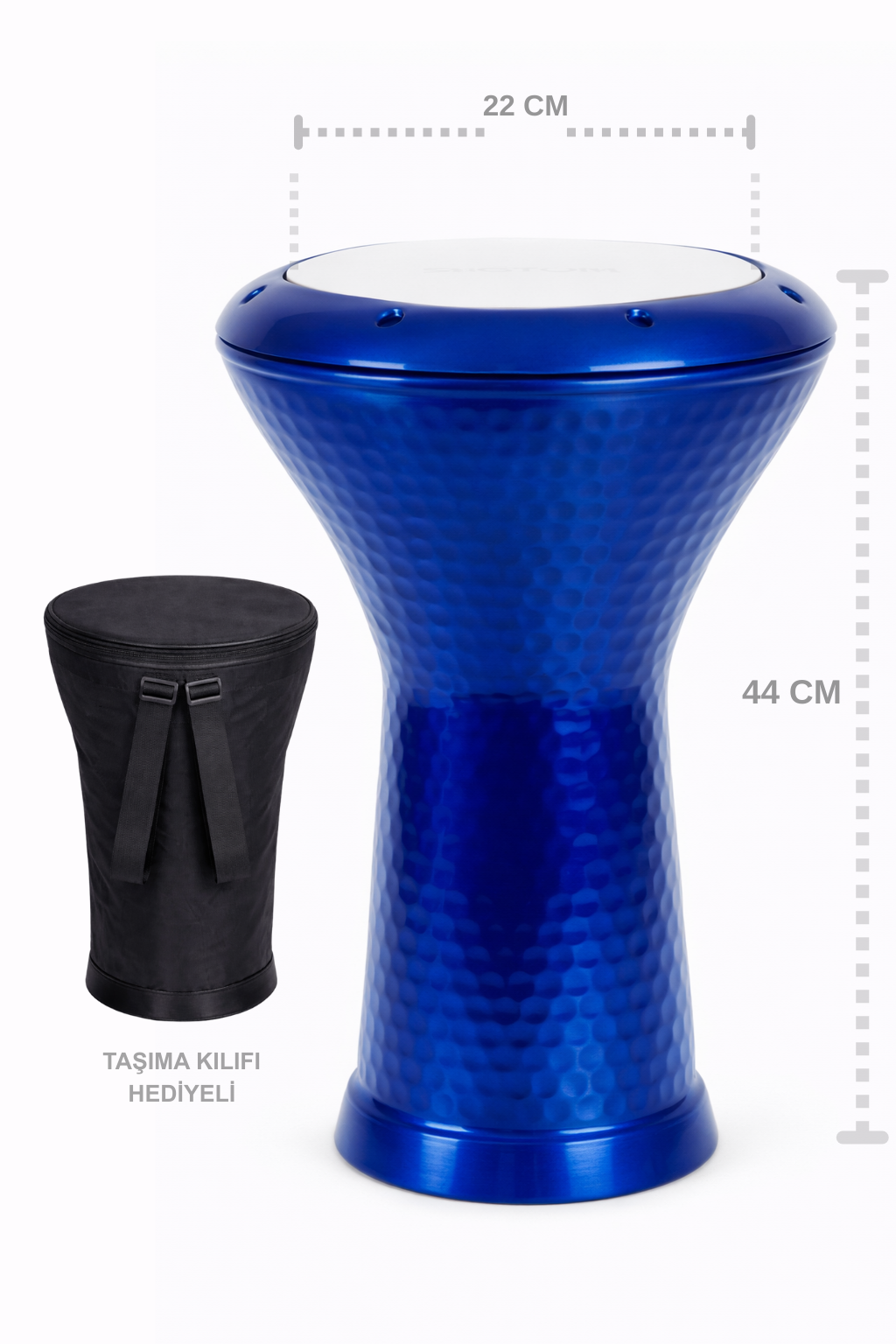 Yankı YDR-44 Döküm Mısır Darbuka Mavi - Profesyonel Çömlek Darbuka Kılıflı