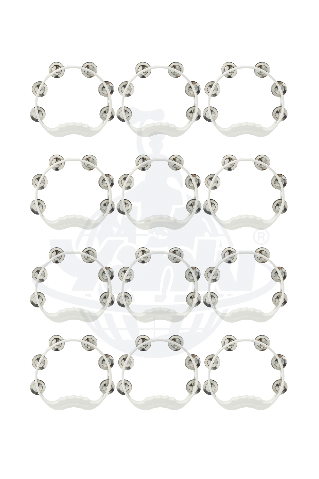 Yankı ZT-10WH Zilli Tef 12'li Set Beyaz Renk Metal Zilli Ritim Aleti (Kına Tefi)