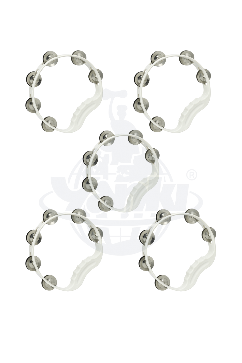 Yankı ZT-10WH Zilli Tef 5'li Set Beyaz Renk Metal Zilli Ritim Aleti (Kına Tefi)