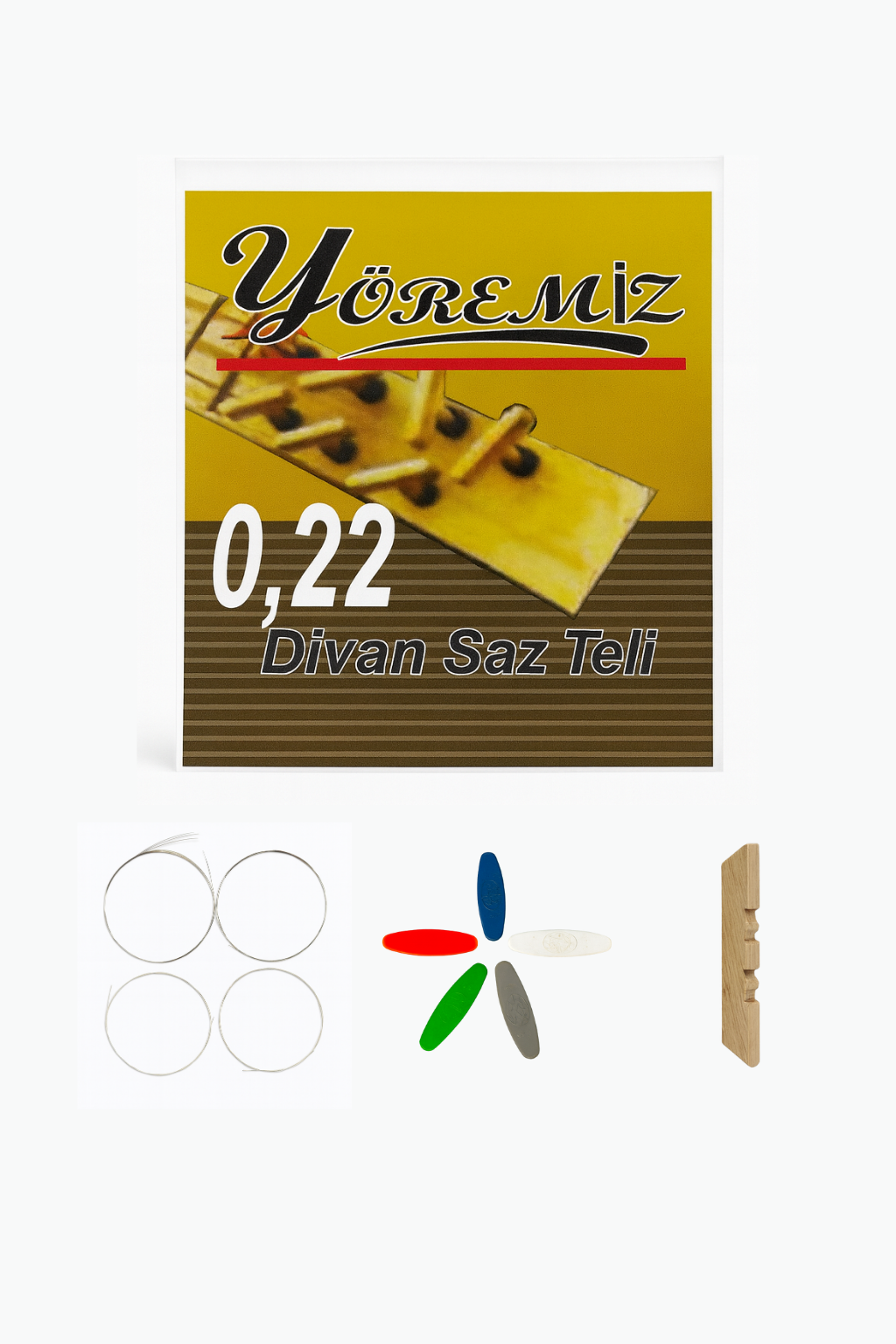 Yöremiz 0.22 Divan Saz Teli Profesyonel Uzun Sap Bağlama Teli (Tezene ve Köprü Hediyeli)