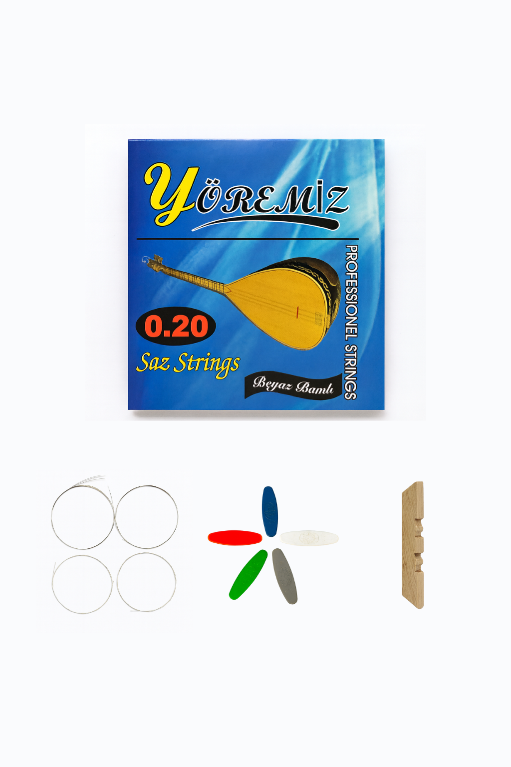 Yöremiz 0.20 Uzun Sap Saz Teli Profesyonel Bağlama Teli (Tezene ve Köprü Hediyeli)