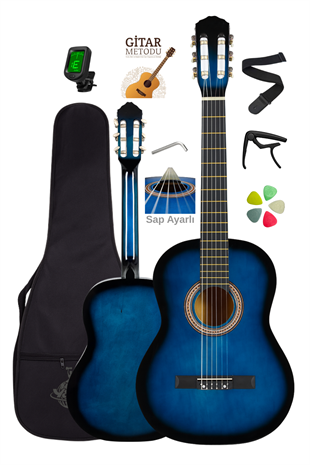 Campbell CE-55BL Klasik Gitar Full Set Sap Ayarlı 4/4 Yetişkin Boy Üst Kalite Gitar