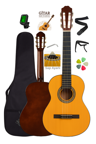 Campbell CE-55NT Klasik Gitar Full Set Sap Ayarlı 4/4 Yetişkin Boy Üst Kalite Gitar