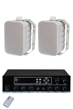 CS-2W Kafe Ses Sistemi 2 Hoparlörlü | Bluetooth Müzik Yayın Sistemi Hazır Paket
