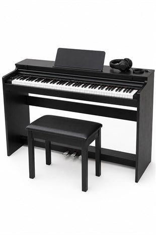 Holzmeister Fransua 490BK 88 Tuş Dijital Piyano Tuş Hassasiyetli Bluetooth Piyano Tabure Kulaklık Hediyeli