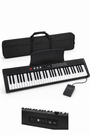 Holzmeister Fransua 610BK 61 Tuş Dijital Piyano Org Bluetooth Tuş Hassasiyetli Çantalı Set