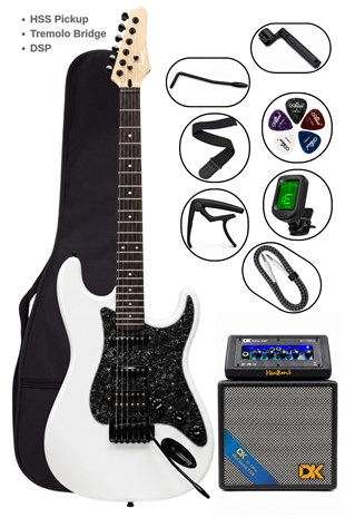 Torres STD-20WHP Elektro Gitar Seti DSP Efektli 25W Bluetooth Amfili Full Paket Beyaz