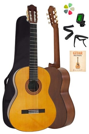 Yamaha C70 4/4 Klasik Gitar Seti Akort Cihazı Kapo Metot Askı ve Pena Dahil