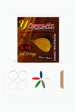 Yöremiz 0.18 Kısa Sap Bağlama Teli Profesyonel Saz Teli (Tezene ve Köprü Hediyeli)