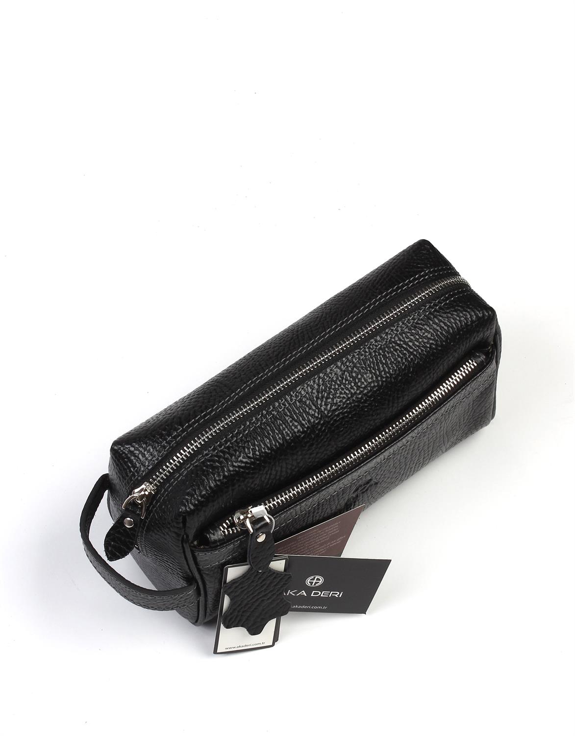 Aka Deri Sert Siyah El Çantası 202 60