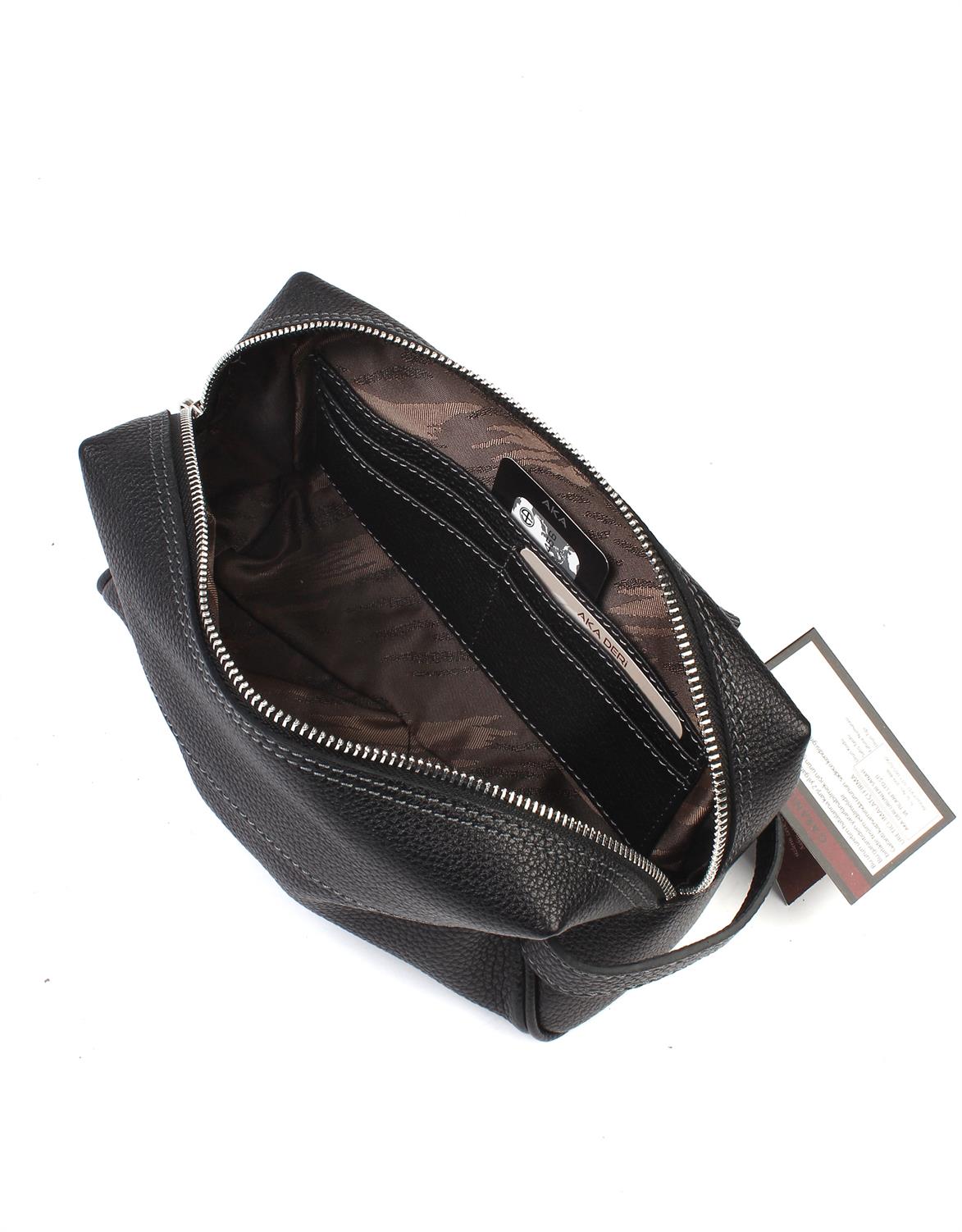 Aka Deri Sert Siyah El Çantası 202 60