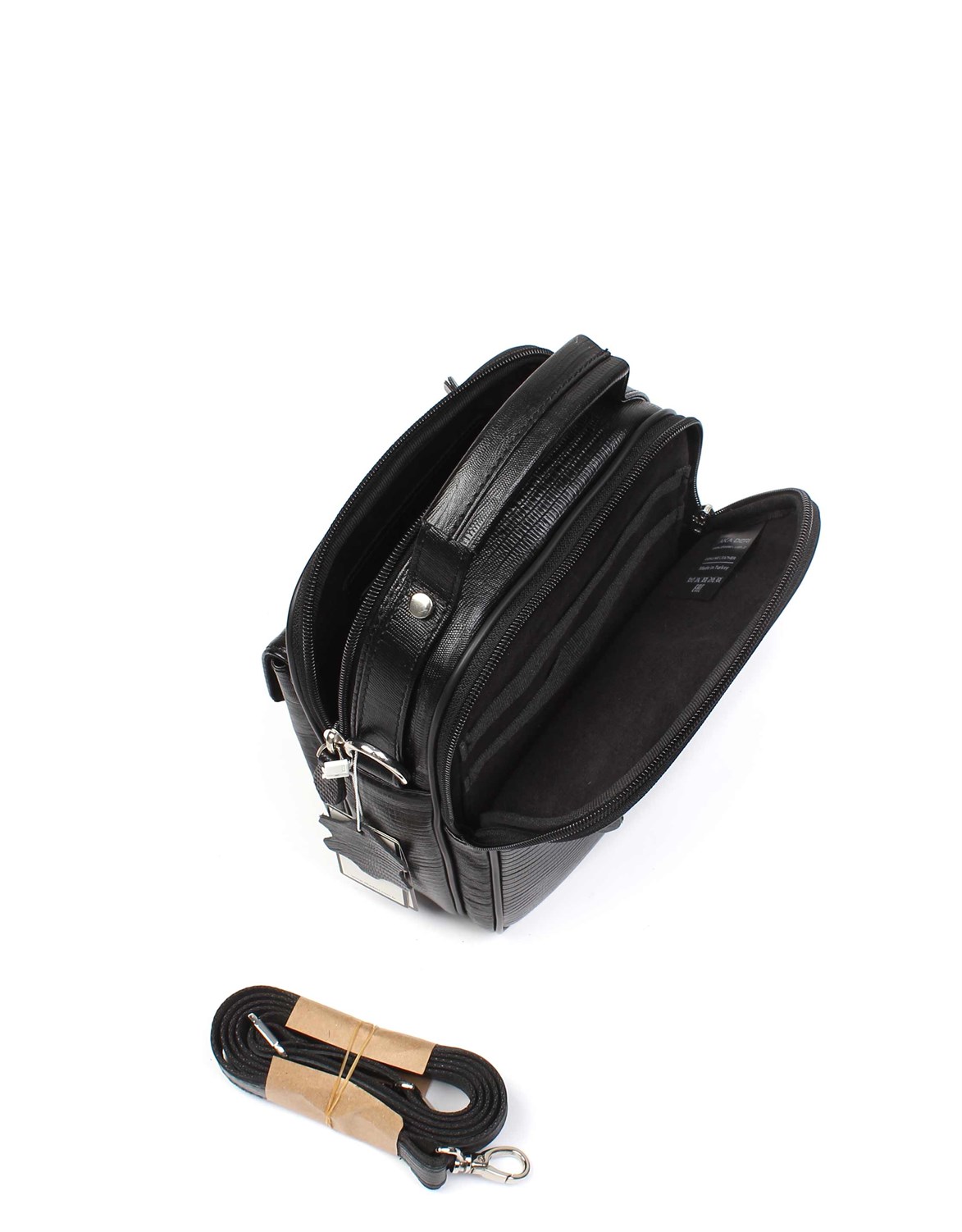 Aka Deri Siyah El ve Omuz Çantası 391 10