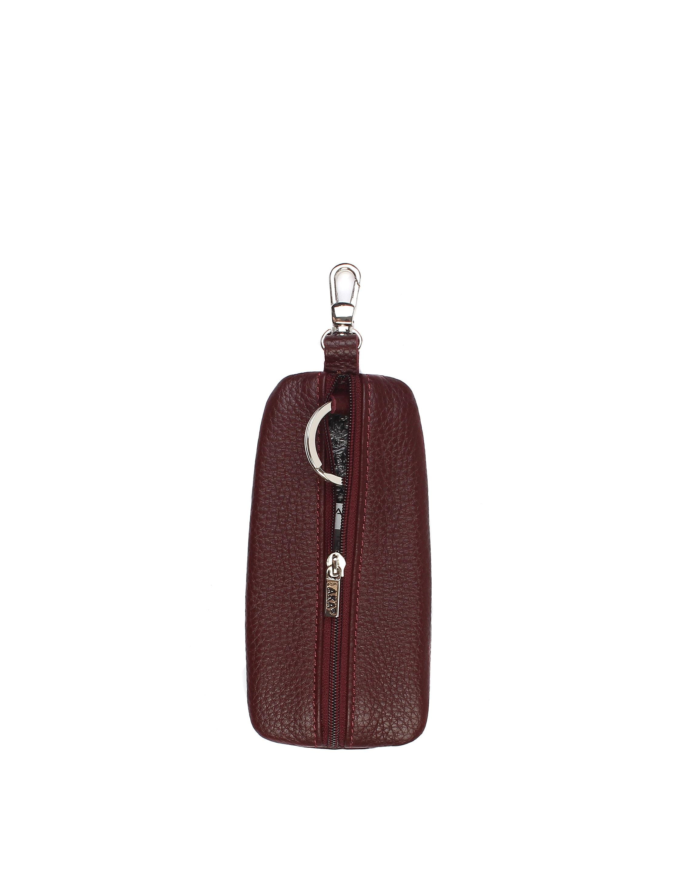 Fermuarlı Deri Bordo Anahtarlık 009